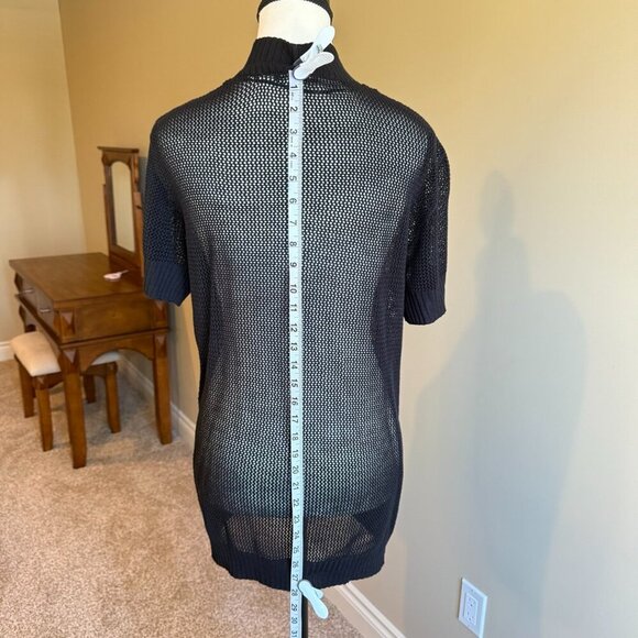 George short sleeved black long sweater crochet look office casual - Picture 3 of 9